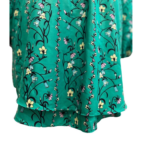 Maison Jules Floral Fit Flare Mini Dress Green Long Blouson Sleeves V-Neck XXL - Picture 11 of 16